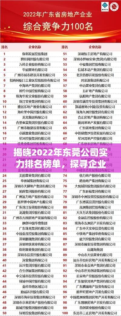 揭晓2022年东莞公司实力排名榜单，探寻企业巨头背后的力量！