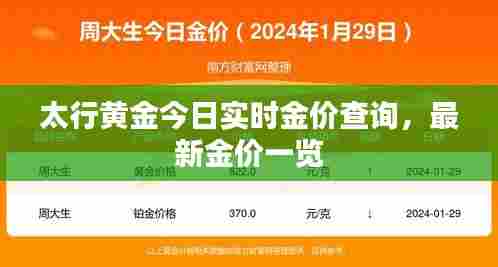 太行黄金今日实时金价查询，最新金价一览
