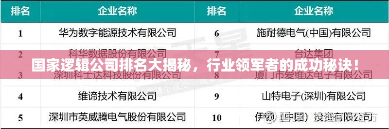 国家逻辑公司排名大揭秘，行业领军者的成功秘诀！